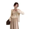 Dongguan Dalang Autumn New Women's lace halter cardigan two-piece set, with a sweater and a knitted base top underneath Item Picture